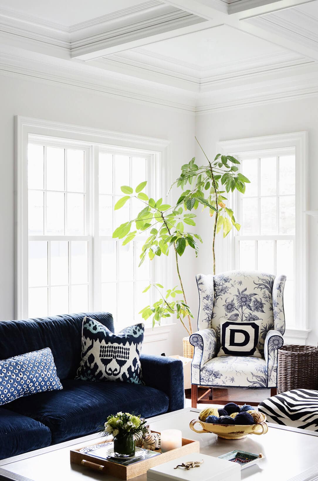 Bright Living Room & Blue Sofa