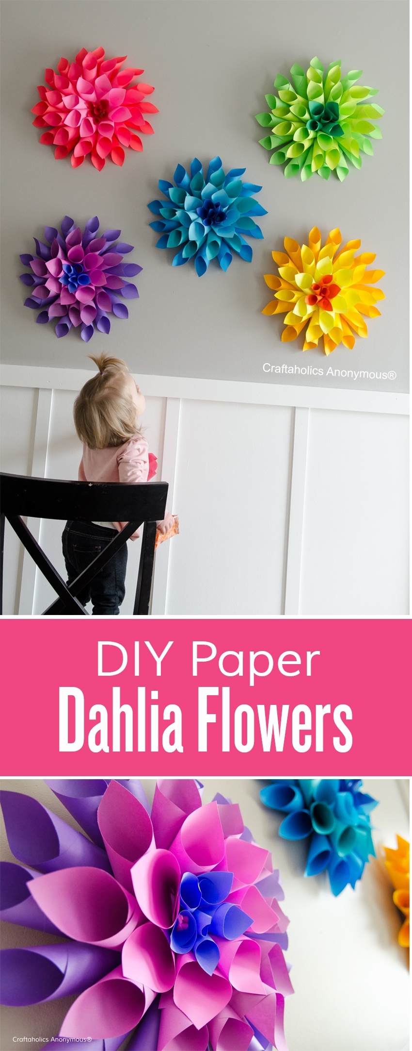 DIY Paper Dahlia Fowers Collage