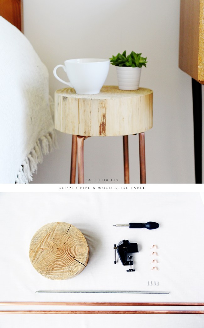 DIY Copper Pipe & Wood Slice Table