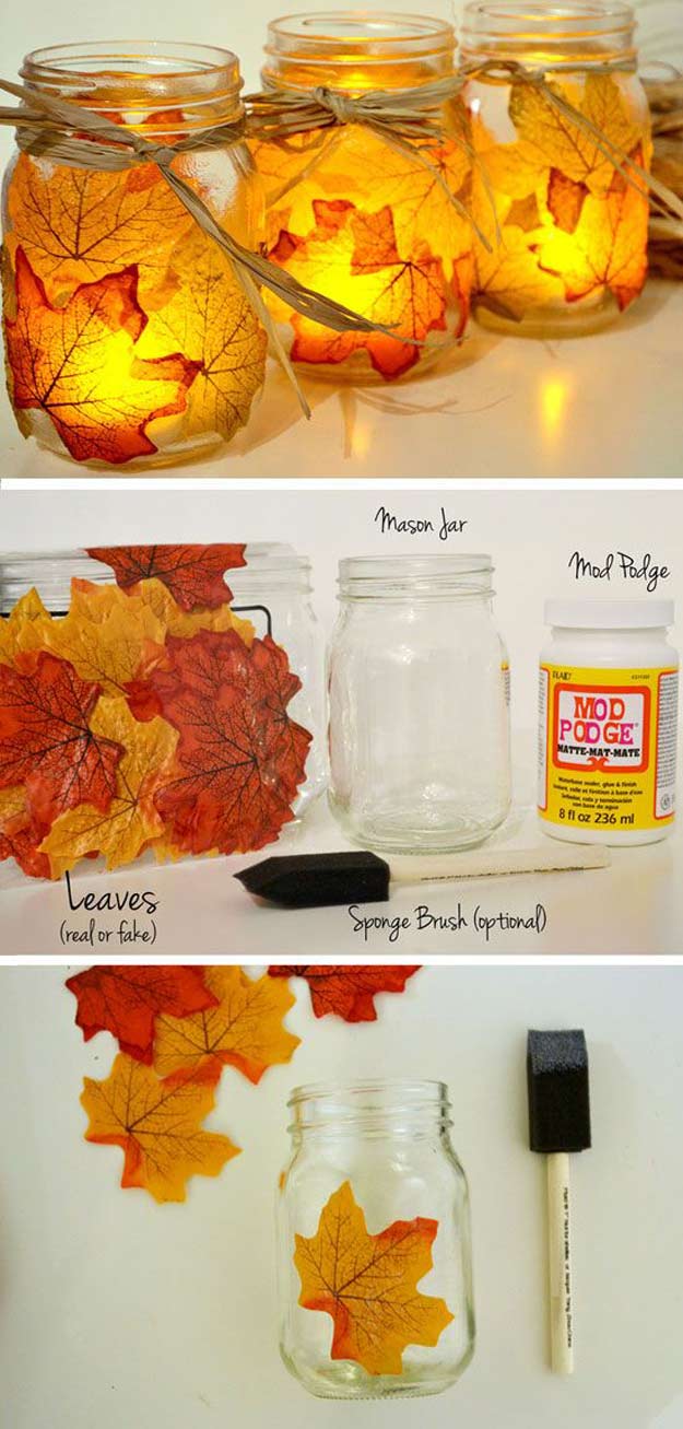 Autumn Leaf Mason Jar Candle Holder