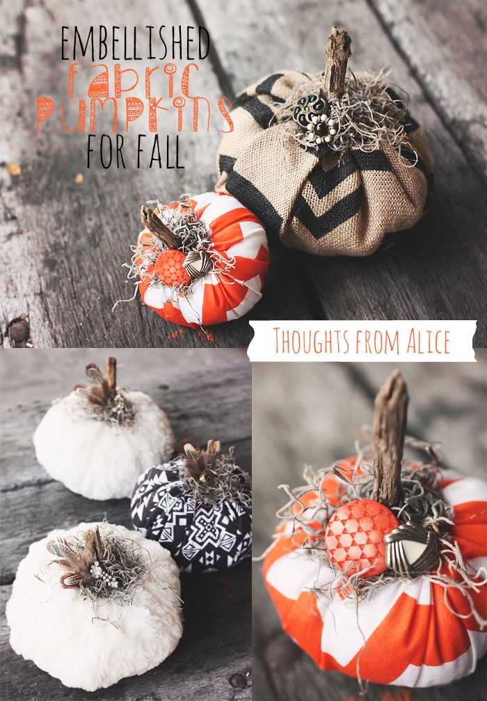 DIY Embellished Fabric Pumpkins for Fall