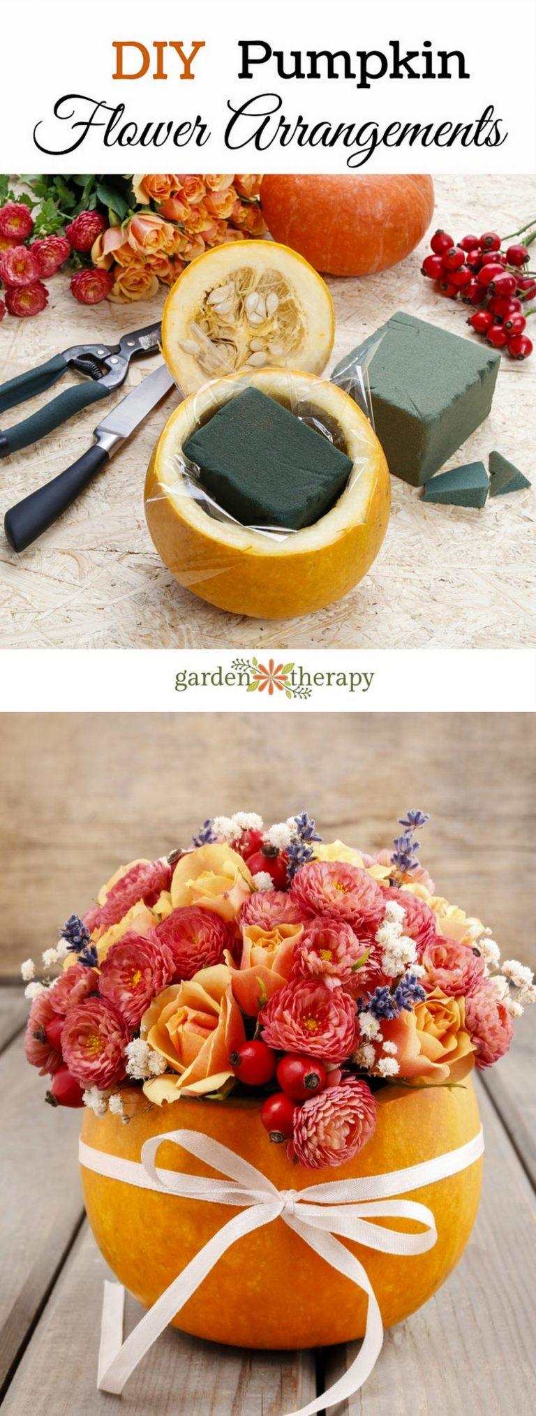 DIY Pumpkin Flower Arrangement