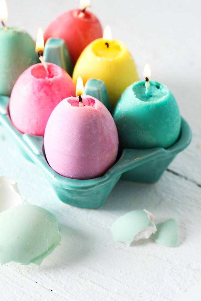 DIY Colorful Egg Candles