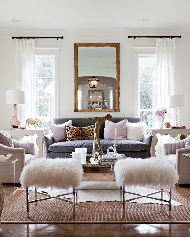 Faux Fur Accents in a Living Room