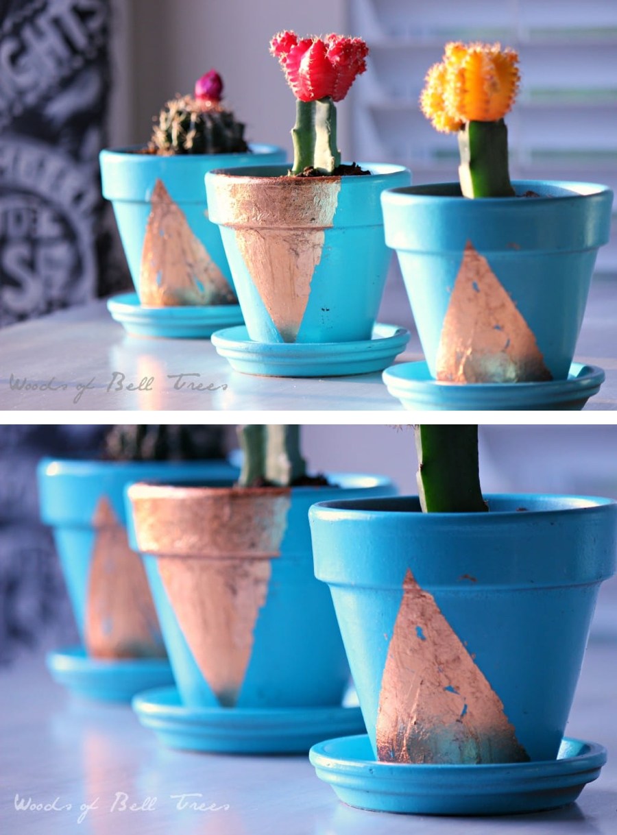 Copper Leaf Terra Cotta Planters 