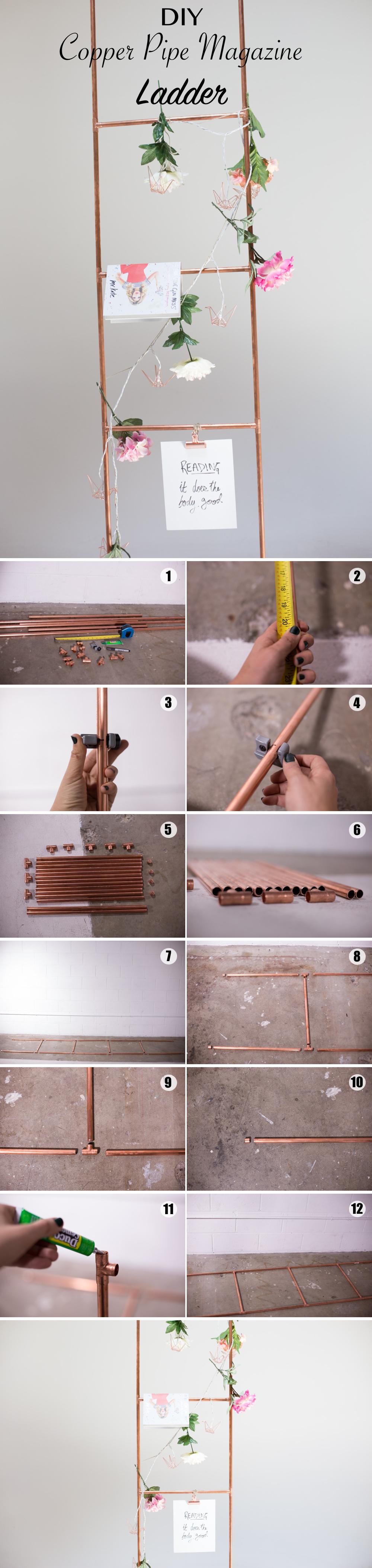 DIY Copper Pipe Magazine Ladder