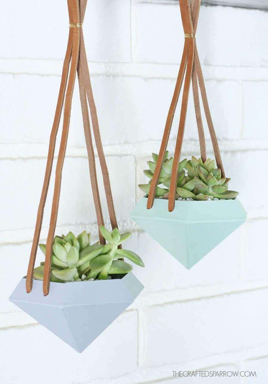 DIY Diamond Hanging Succulent Planters