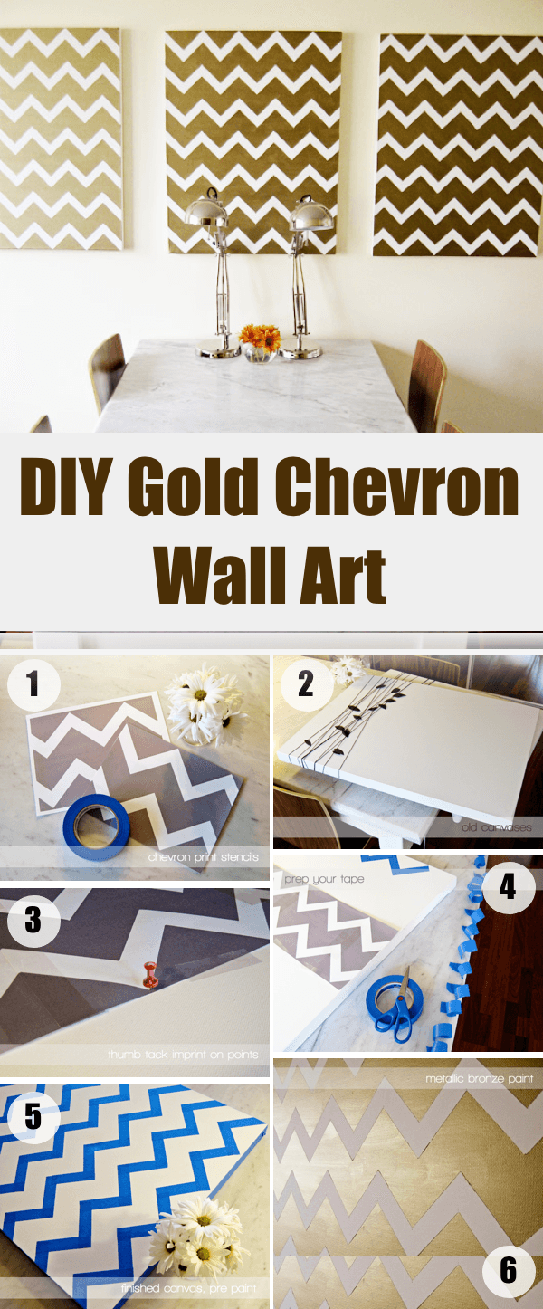 DIY Gold Chevron Wall Art