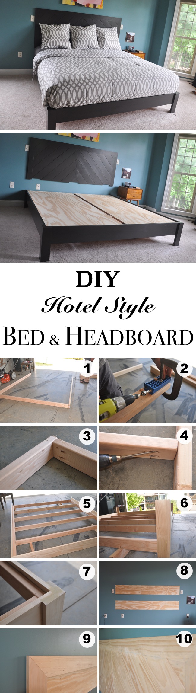 DIY Hotel Style Bed Frame and Headboard