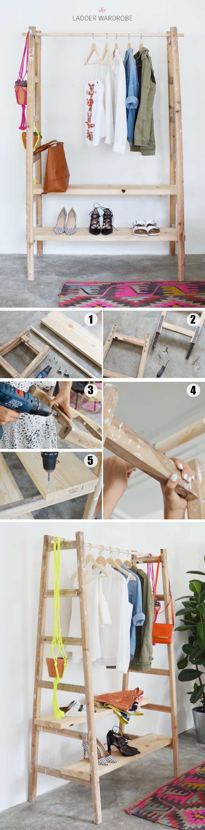 DIY Ladder Wardrobe