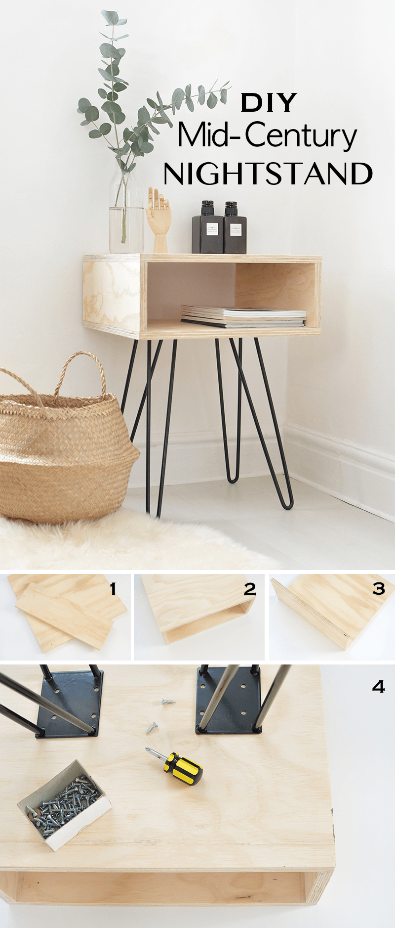 DIY Mid-Century NIGHTSTAND