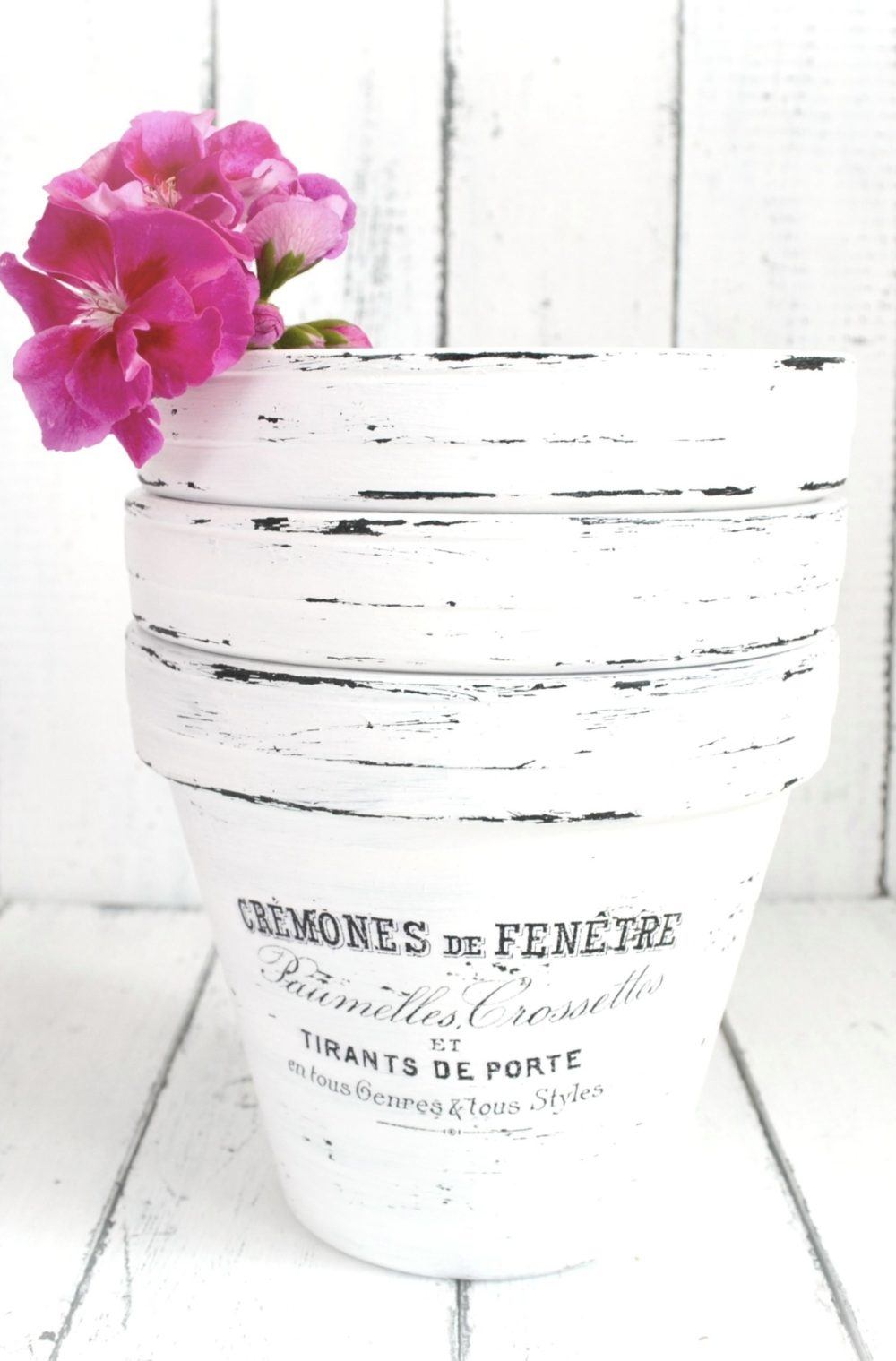 DIY Painted and distressed French Terracotta Pots