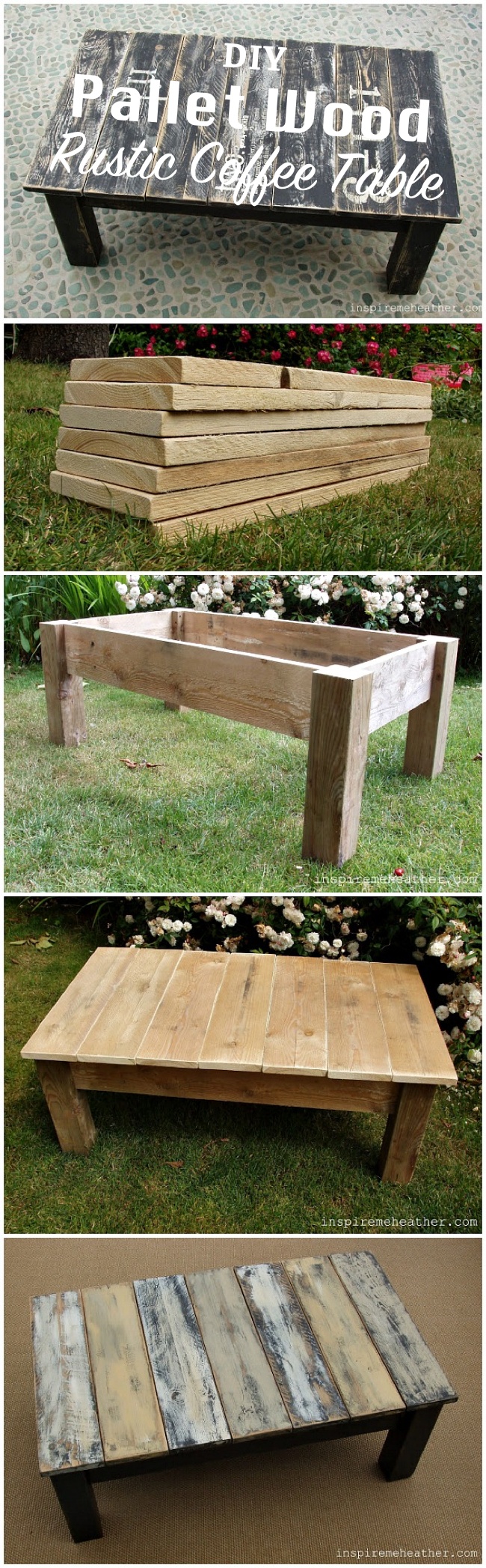 DIY Pallet Wood Rustic Coffee Table