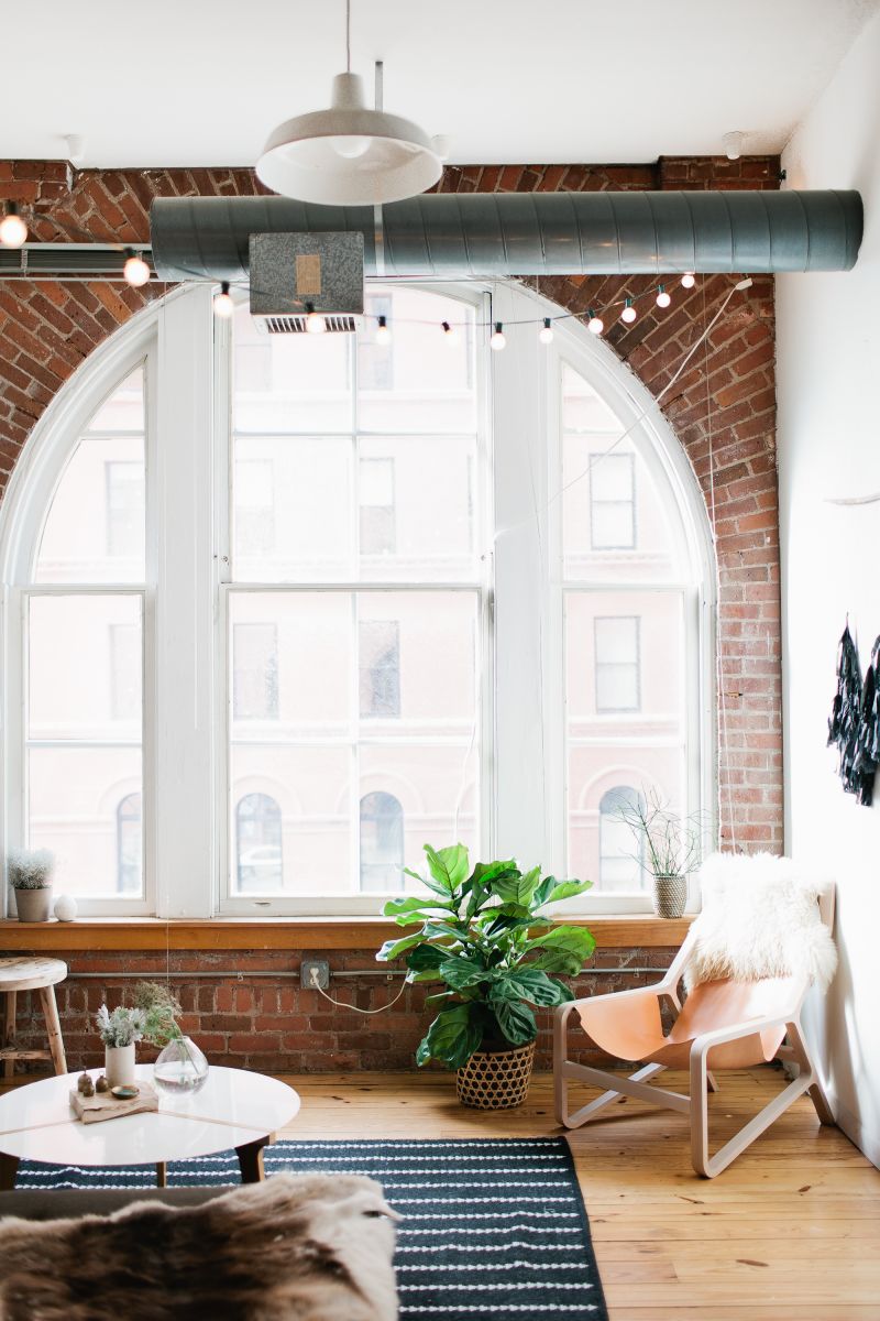 Exposed Brick Walls and Large Windows