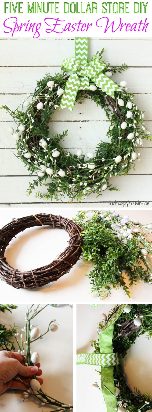 Five Minute Dollar Store DIY Spring Easter Wreath