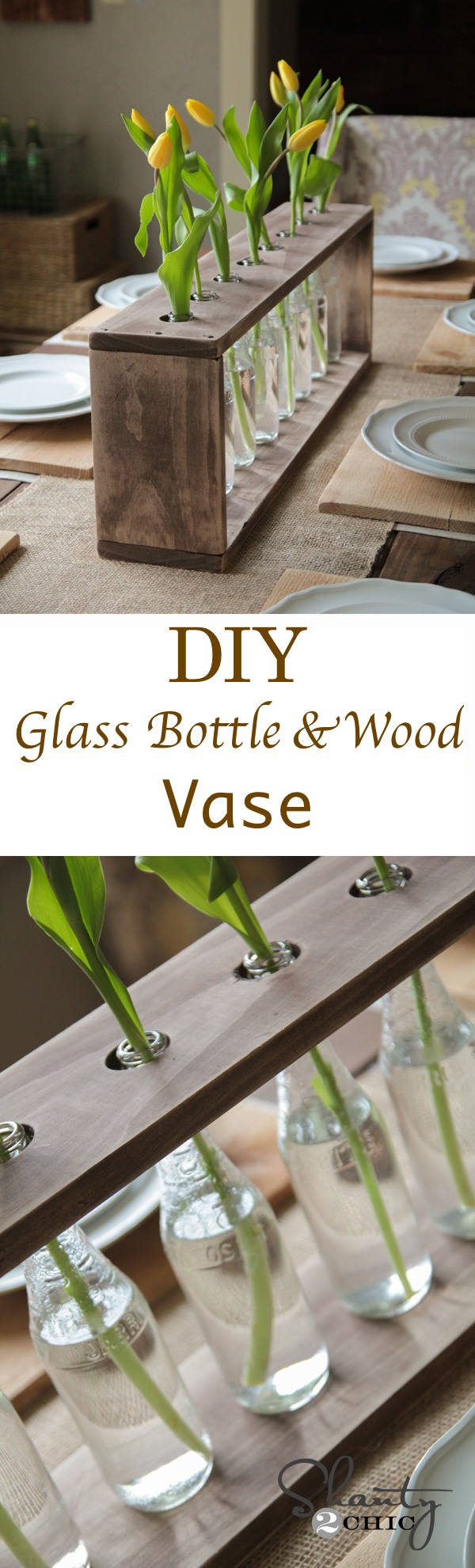 DIY Glass Bottle & Wood Vase