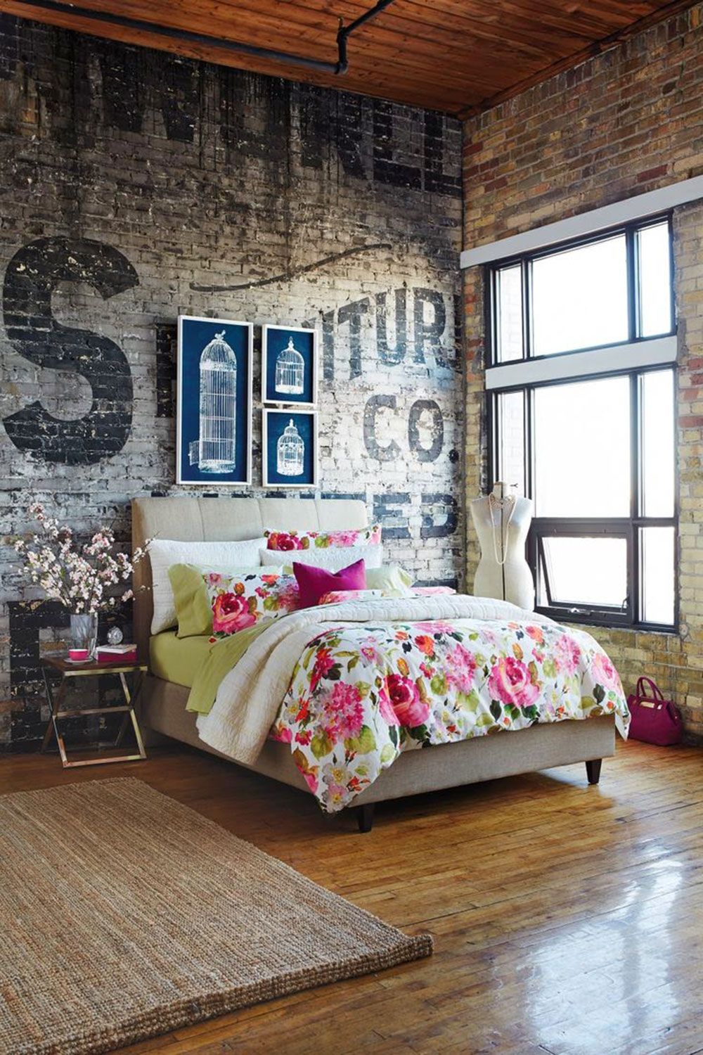 Simple Exposed Brick Bedroom Design Ideas 