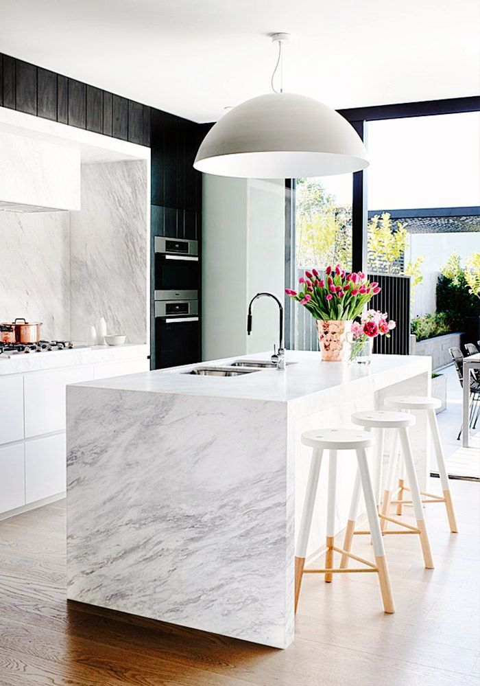 White Marble Kitchen Island