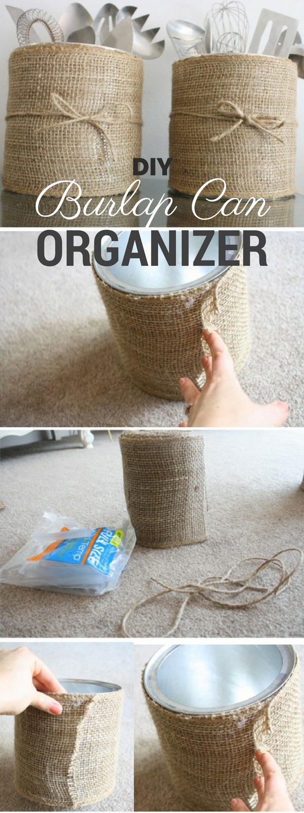 DIY Burlap Can Organizer