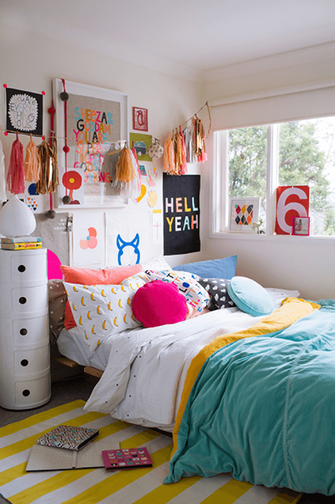 Colorful Teen Girls Bedroom Idea