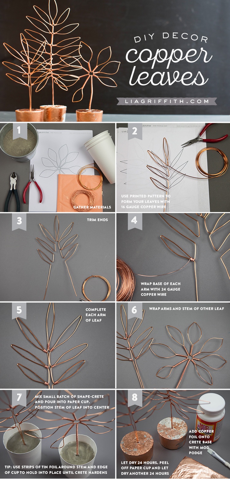 Copper Wire Leaf Decor