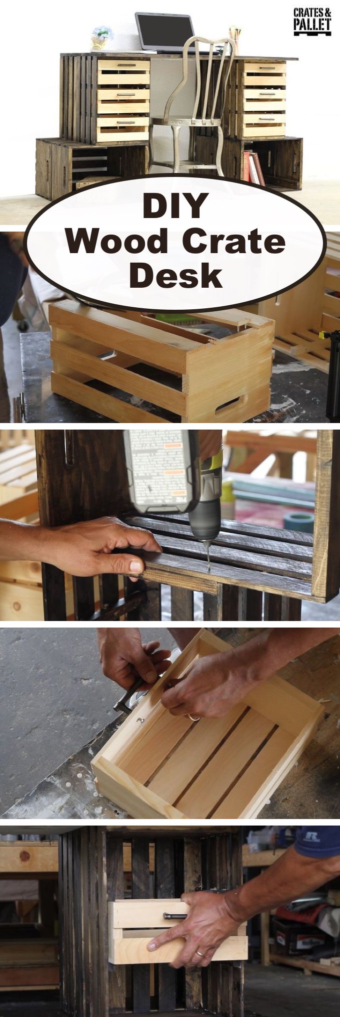 DIY Wood Crate Desk