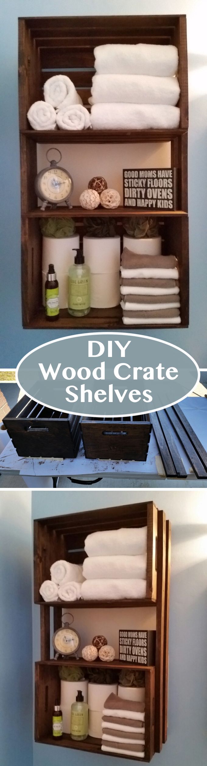 DIY Wood Crate Shelves