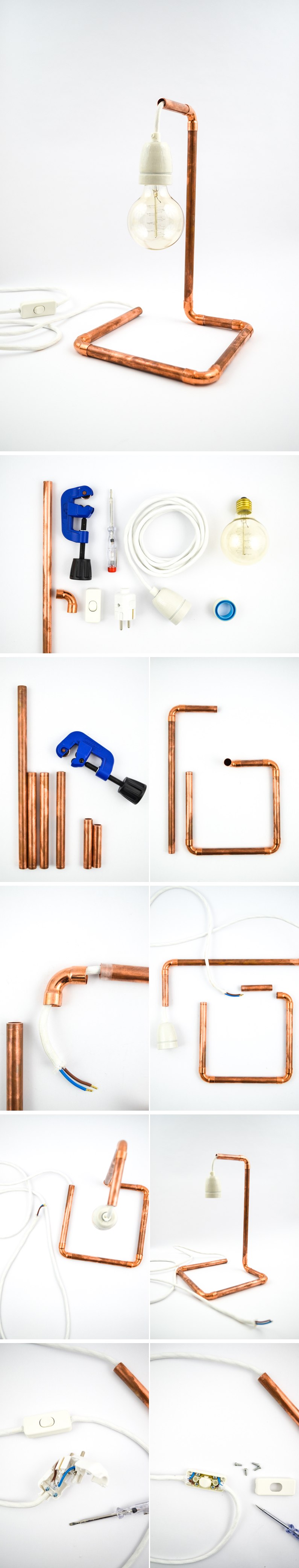 Industrial Chic DIY Copper Pipe Table Lamp
