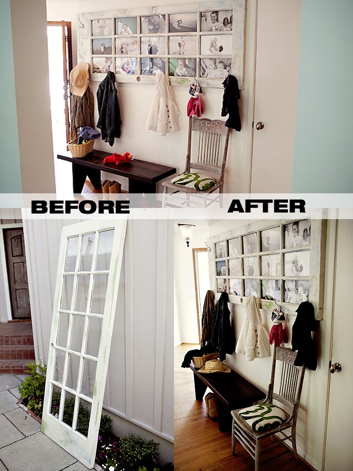 Old French Door Repurposed as DIY Coat Rack