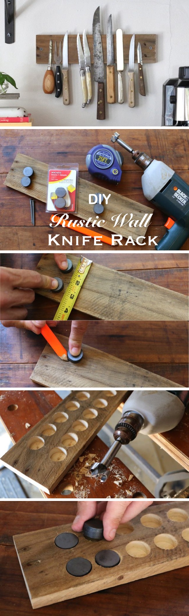 DIY Rustic Wall Knife Rack