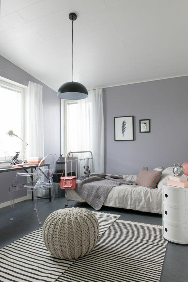 grey and pink teenage girl bedroom