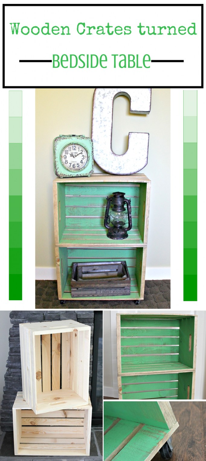 Wooden Crate Bedside Table