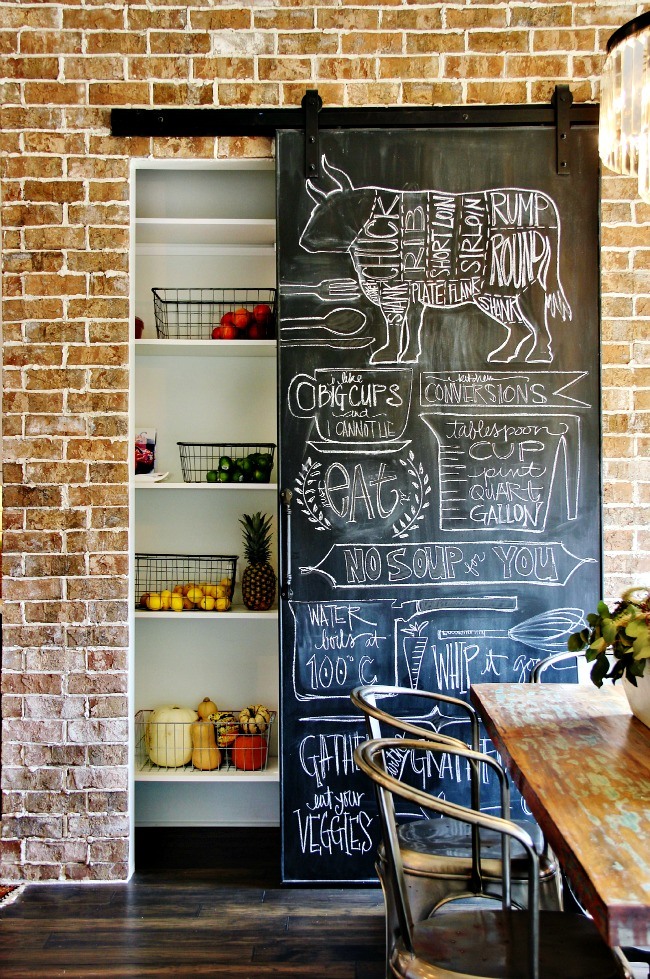 Chalkboard Barn Pantry Door in Kitchen