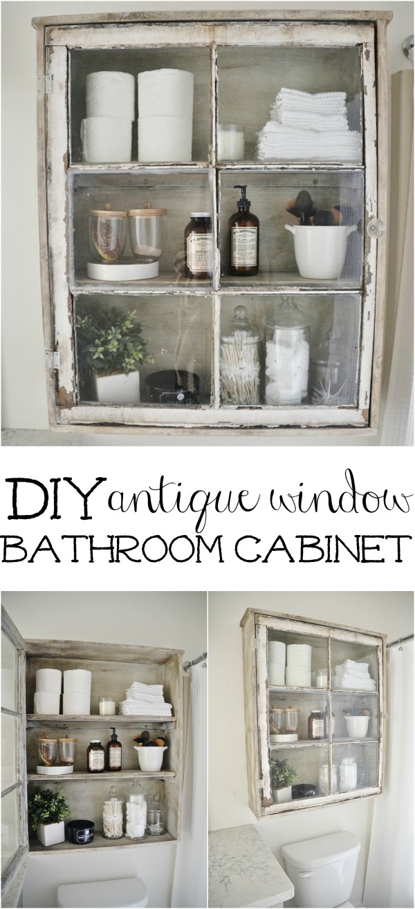 DIY Antique Window Bathroom Cabinet