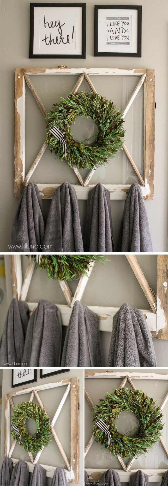 DIY Vintage Window Towel Holder