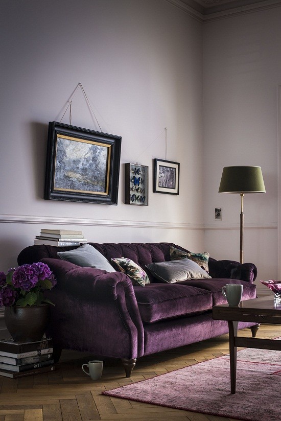Lavender Room with Purple Sofa