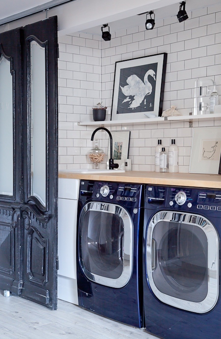 Laundry Room with Blue Glam