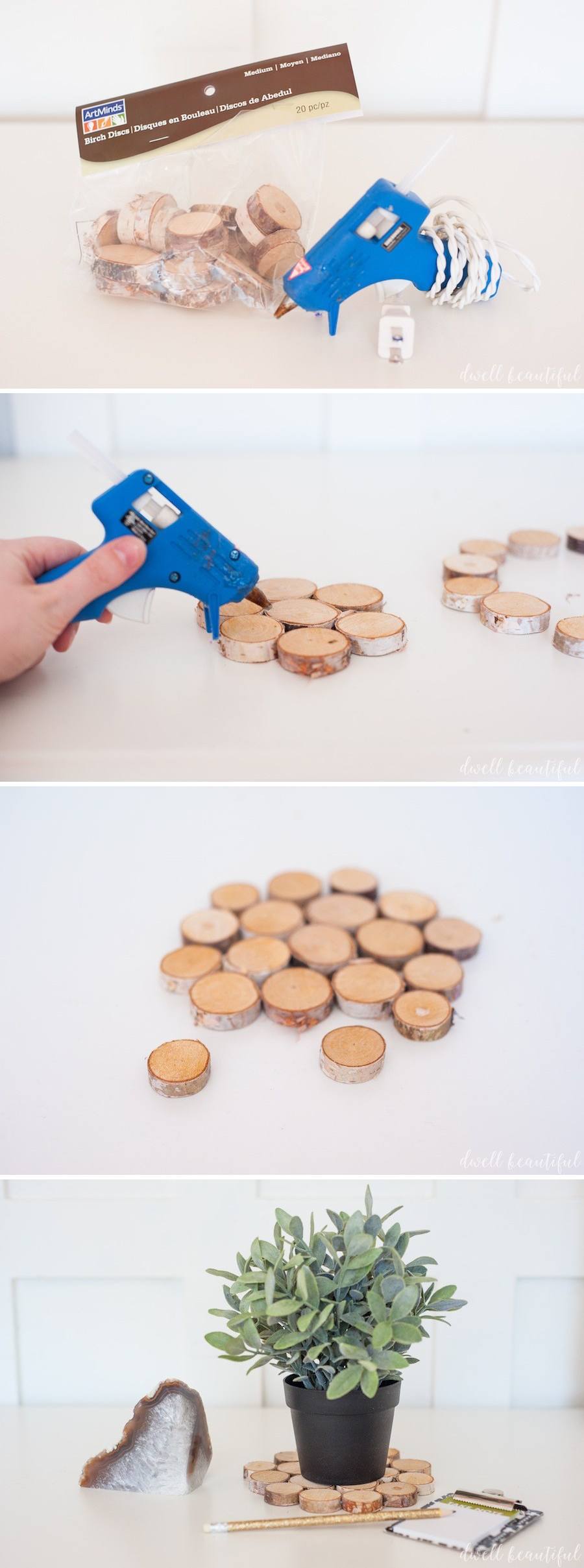  DIY Mini Wood Slice Trivet