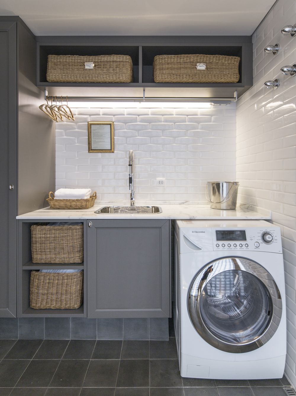 Grey and White Laundry Room