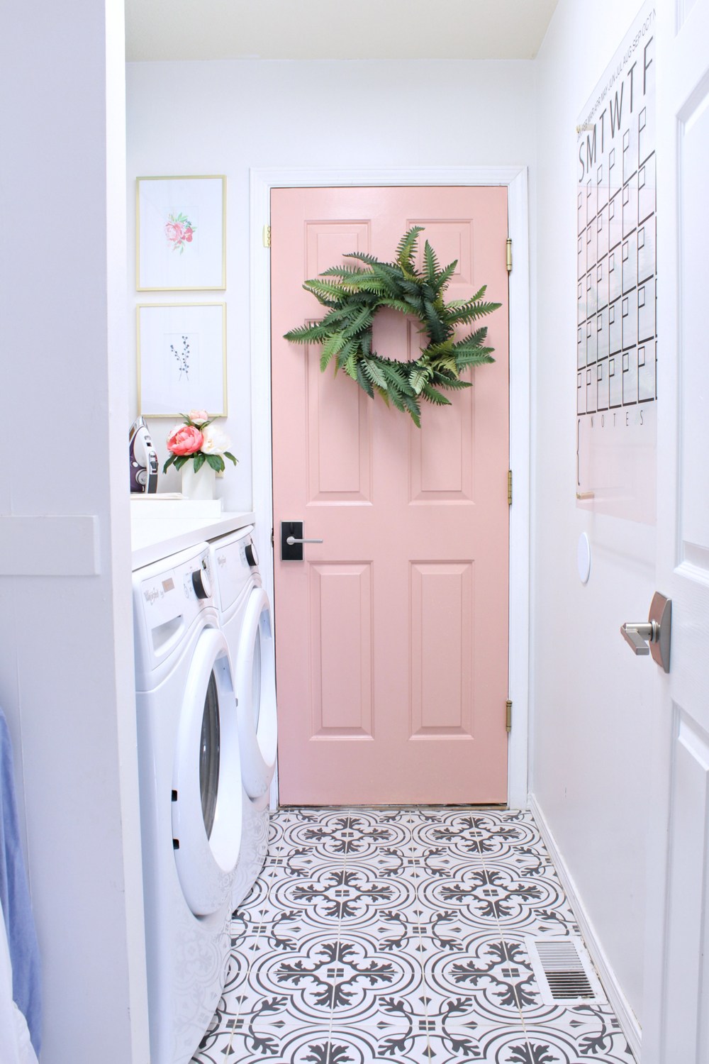 Laundry Room with Pink Door