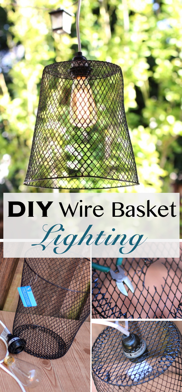 DIY Wire Basket Lighting