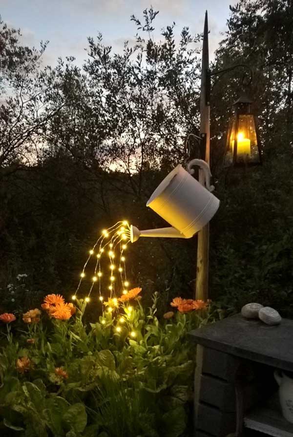 Glowing Watering Can with Fairy Lights