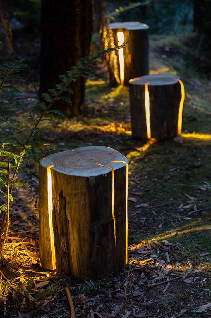 Gorgeously Illuminated Cracked Log Lamps