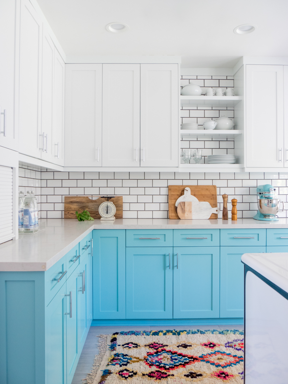 Light Blue & White Kitchen Cabinets 
