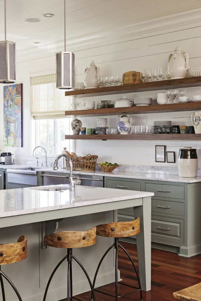 Open Kitchen Shelves Farmhouse Style