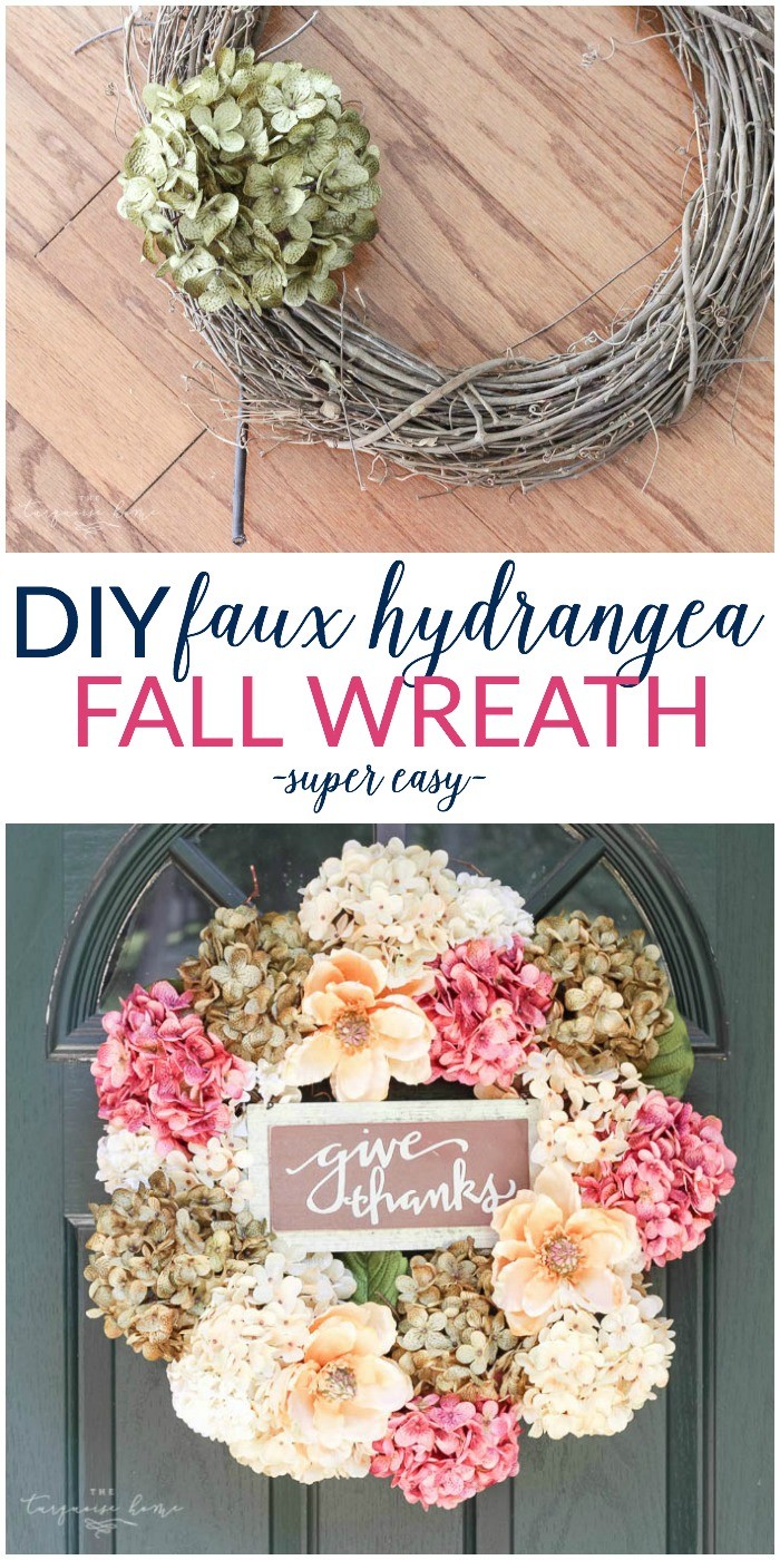 DIY Faux Hydrangea Fall Wreath