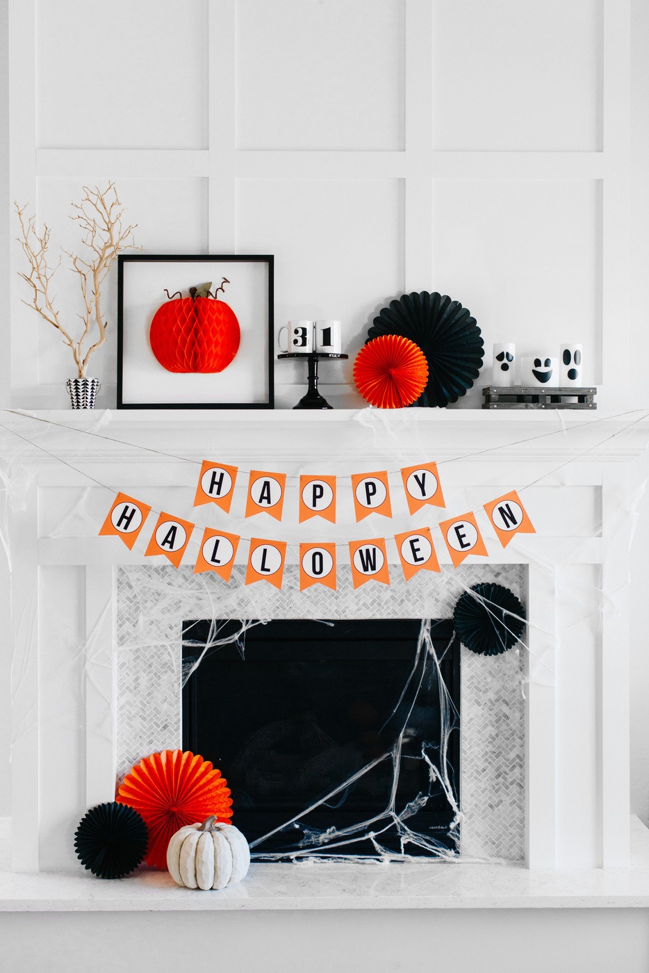 Traditional Halloween Mantel Decor
