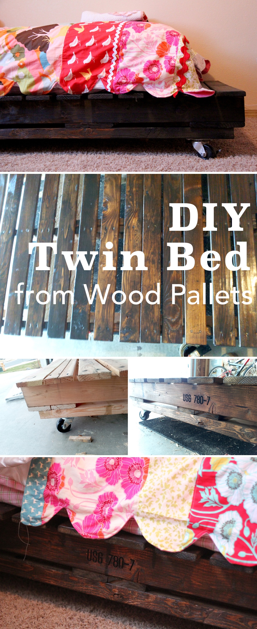 DIY Twin Bed from Wood Pallets