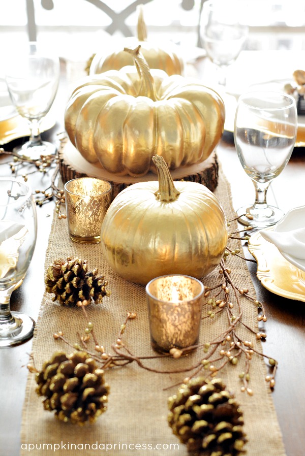 DIY Gold Thanksgiving Tablescape