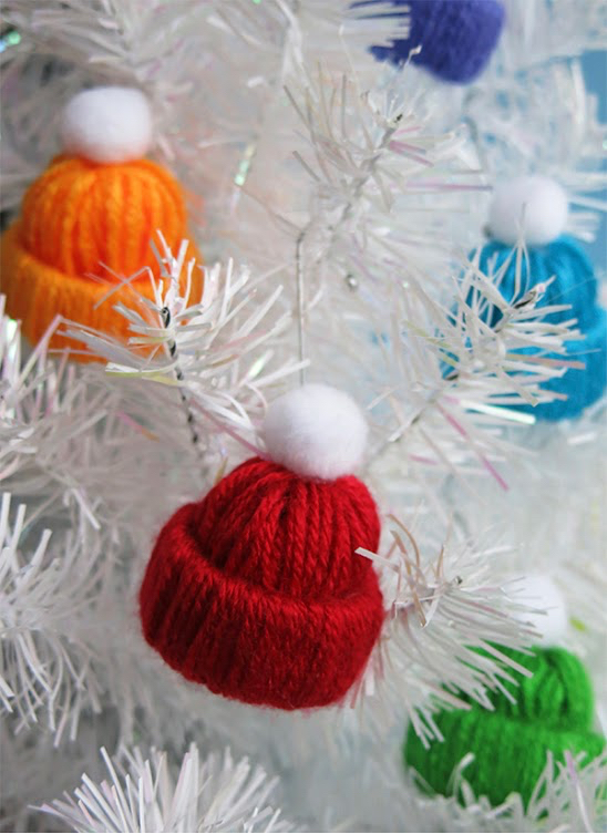 Miniature Winter Yarn Hat Tree Ornaments